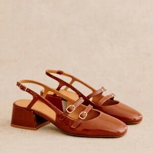 BRAND NEW Sézane PAULA BABIES PATENT CAMEL Size 7